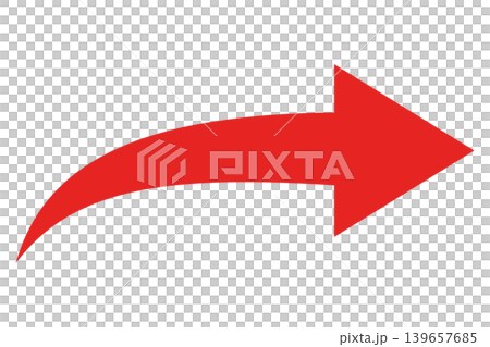 Arrow, right-facing curve, red, single item Arrow, right-facing curve, red, single item 139657685
