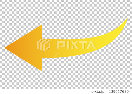 Arrow, leftward curve, yellow, gradient. Arrow, leftward curve, yellow, gradient. 139657689