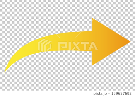Arrow, rightward curve, yellow, gradient. Arrow, rightward curve, yellow, gradient. 139657692