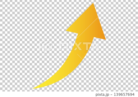 Arrow, upward, sloping to the right, yellow, gradient. Arrow, upward, sloping to the right, yellow, gradient. 139657694