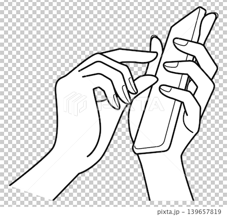 Hands operating a smartphone | Pinch gestures, zoom in/out, tap, mobile gestures, simple vector Hands operating a smartphone | Pinch gestures, zoom in/out, tap, mobile gestures, simple vector 139657819