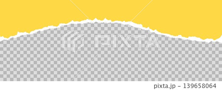 Yellow torn paper element background. Jagged uneven edge wave border for letterhead, header, footer, design template, collage, banner, sticker, poster, flyer. Curve paper piece frame divider. Vector Yellow torn paper element background. Jagged uneven edge wave border for letterhead, header, footer, design template, collage, banner, sticker, poster, flyer. Curve paper piece frame divider. Vector 139658064