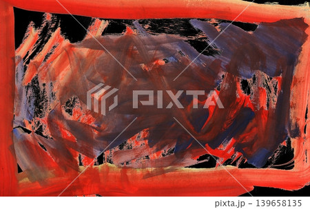 Abstract Watercolor Painting with Red Border and Dark Center for Modern Designs Abstract Watercolor Painting with Red Border and Dark Center for Modern Designs 139658135