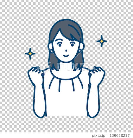 一幅描繪優雅年輕女子擺出勝利姿勢的插圖。 一幅描繪優雅年輕女子擺出勝利姿勢的插圖。 139658257