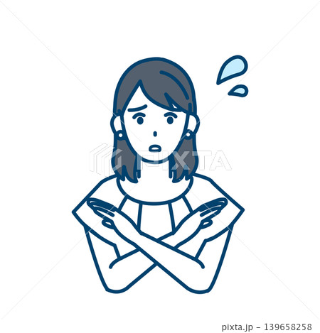 NGのポーズをする清楚系の若い女性のイラスト NGのポーズをする清楚系の若い女性のイラスト 139658258