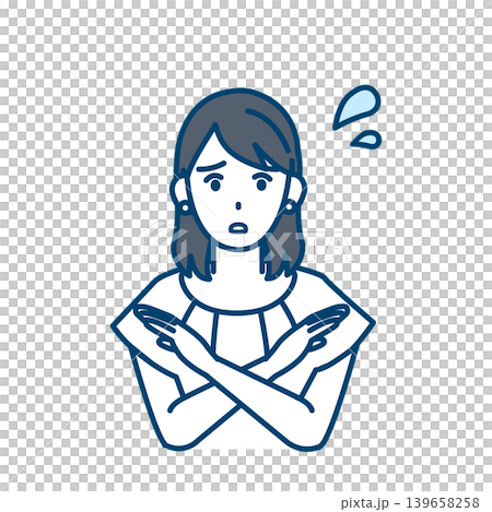 NGのポーズをする清楚系の若い女性のイラスト NGのポーズをする清楚系の若い女性のイラスト 139658258