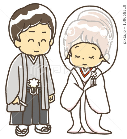 角隠し姿の花嫁と花婿 和装結婚式 角隠し姿の花嫁と花婿 和装結婚式 139658319