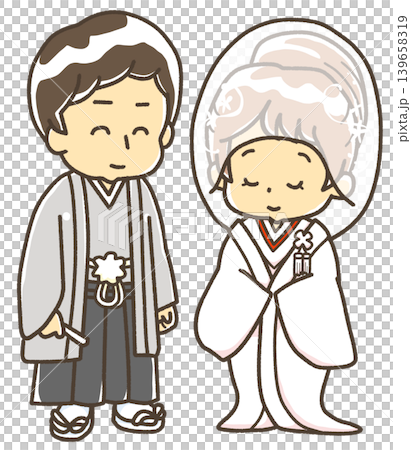 角隠し姿の花嫁と花婿 和装結婚式 角隠し姿の花嫁と花婿 和装結婚式 139658319