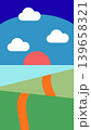Simple Geometric Landscape Illustration in Flat Art Style 139658321