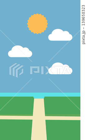 Simple Geometric Landscape Illustration in Flat Art Style 139658323