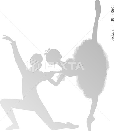 バレエ　パ・ド・ドゥ2人で踊るバレリーナの灰色のグラデーション 139658600