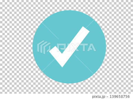 Check icon, circle, checked, completed, safe, correct, color, vector illustration 139658756