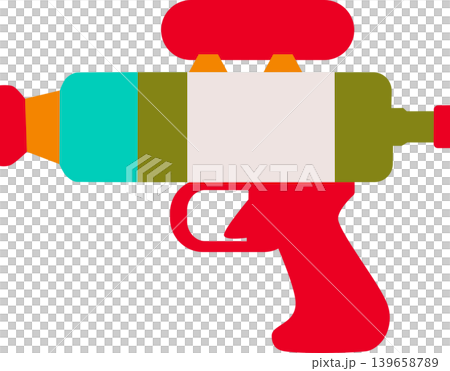 Colorful Toy Water Gun Summer Flat Illustration Colorful Toy Water Gun Summer Flat Illustration 139658789