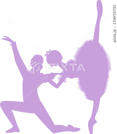 バレエ　パ・ド・ドゥ2人で踊るバレリーナの薄紫色のシルエット 139658792