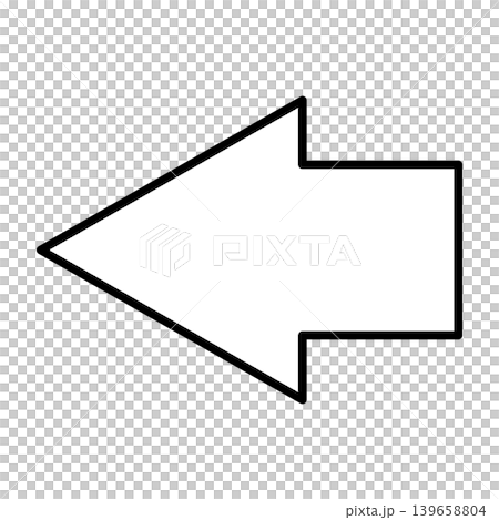 矢印のシンプルなアイコンイラスト［左向き］（線画）006 139658804