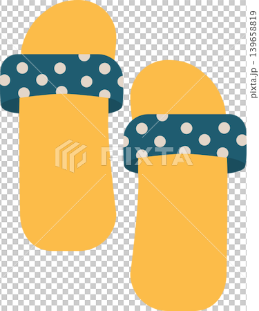 Cute Summer Sandals Flat Illustration with Polka Dot Straps Cute Summer Sandals Flat Illustration with Polka Dot Straps 139658819