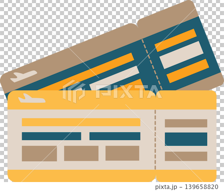 Summer Travel Tickets Flat Illustration in Modern Geometric Style Summer Travel Tickets Flat Illustration in Modern Geometric Style 139658820