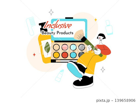 Inclusive Beauty Products Vector Illustration Featuring Diverse Makeup Essentials, Skincare Cosmetics and Self Care Lifestyle Design Inclusive Beauty Products Vector Illustration Featuring Diverse Makeup Essentials, Skincare Cosmetics and Self Care Lifestyle Design 139658906