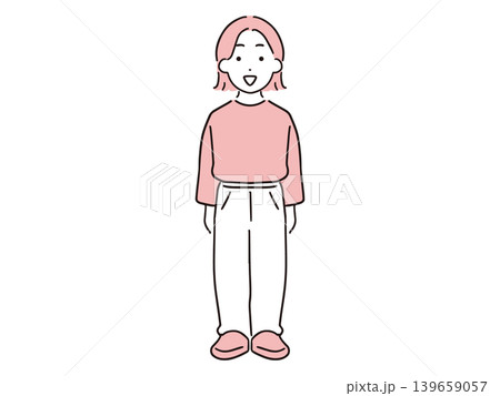 笑顔&私服の若い女性の立ち絵(全身) 笑顔&私服の若い女性の立ち絵(全身) 139659057