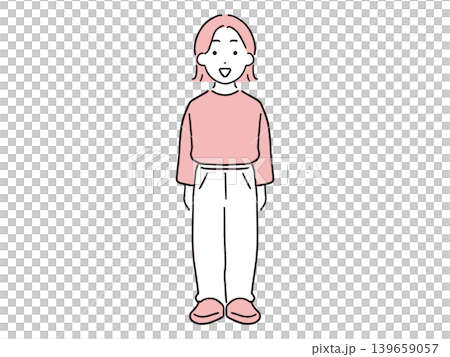 笑顔&私服の若い女性の立ち絵(全身) 笑顔&私服の若い女性の立ち絵(全身) 139659057