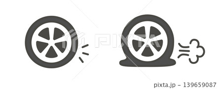 正常なタイヤと空気の抜けたタイヤのイラスト 正常なタイヤと空気の抜けたタイヤのイラスト 139659087