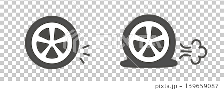 正常なタイヤと空気の抜けたタイヤのイラスト 正常なタイヤと空気の抜けたタイヤのイラスト 139659087