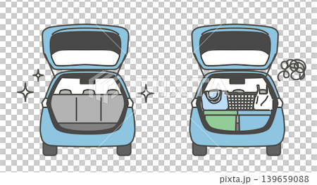 整理された車のトランクと散らかったトランクの比較 139659088