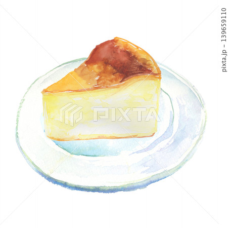 お皿にのったチーズケーキの水彩イラスト 139659110