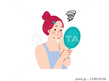 鏡を見る女性のイラスト 139659246