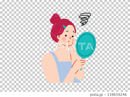 鏡を見る女性のイラスト 139659246