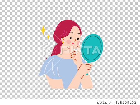 Illustration of a woman watching a mirror Illustration of a woman watching a mirror 139659252