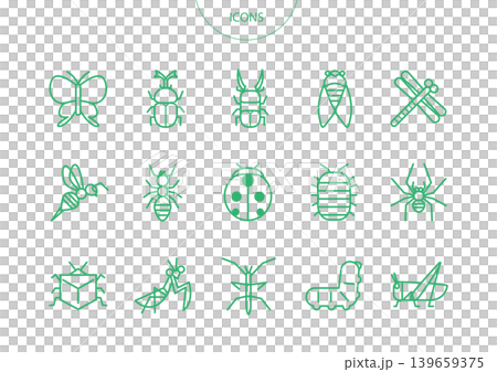 A set of various insect icons, pictograms, and vector illustrations. A set of various insect icons, pictograms, and vector illustrations. 139659375