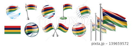A set of vector Mauritius flags of different designs 139659572