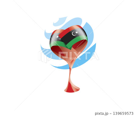 Floral emblem of the Libyan flag in the form of a heart Floral emblem of the Libyan flag in the form of a heart 139659573