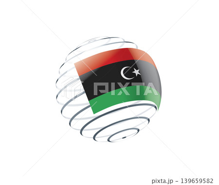Libyan flag on an abstract globe Libyan flag on an abstract globe 139659582