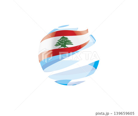 Flat of patriotic globe featuring waving Lebanon flag design Flat of patriotic globe featuring waving Lebanon flag design 139659605