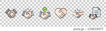 Handshake, contract, and bond icon set (color) Handshake, contract, and bond icon set (color) 139659977