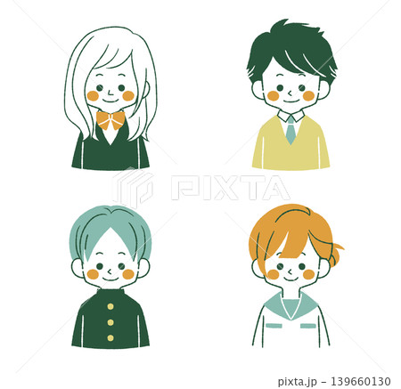 制服姿の学生達-4色 139660130