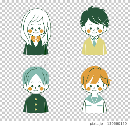 制服姿の学生達-4色 139660130