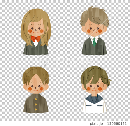 制服姿の学生達-ガッシュ 139660151