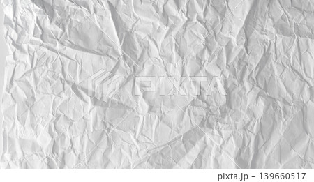 White crumpled paper background, blank wrinkled sheet 139660517