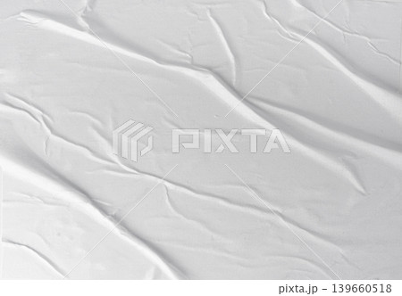 White crumpled paper background, blank wrinkled sheet 139660518