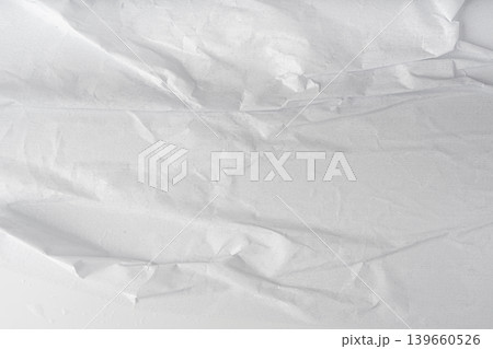 White crumpled paper background, blank wrinkled sheet 139660526