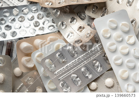 Empty medicine blister, used pill pack Empty medicine blister, used pill pack 139660573