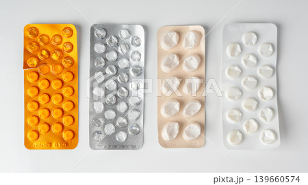 Empty medicine blister, used pill pack Empty medicine blister, used pill pack 139660574