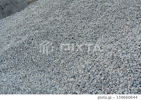 Construction gravel pattern, crushed grey stone textured background 139660644