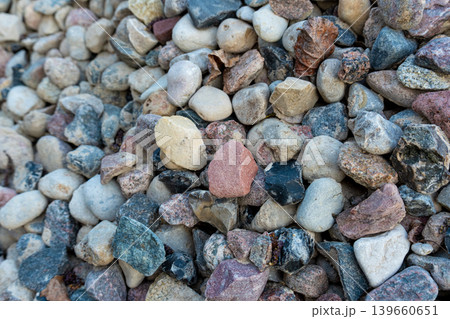 Construction gravel pattern, crushed grey stone textured background 139660651