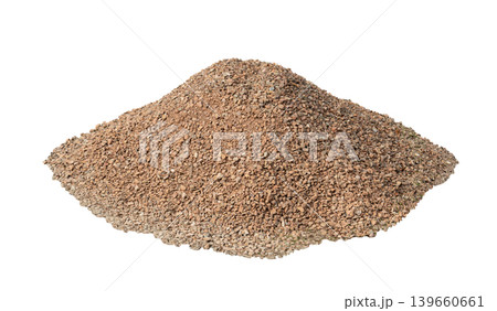 Construction gravel pile isolated, crushed grey stone on ground Construction gravel pile isolated, crushed grey stone on ground 139660661