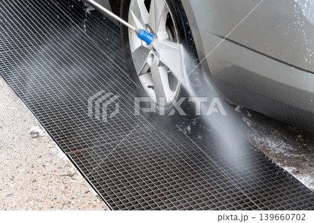 Car washing drain with soap foam waste Car washing drain with soap foam waste 139660702