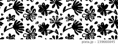 Ink brush stroke flowers seamless pattern Ink brush stroke flowers seamless pattern 139660845